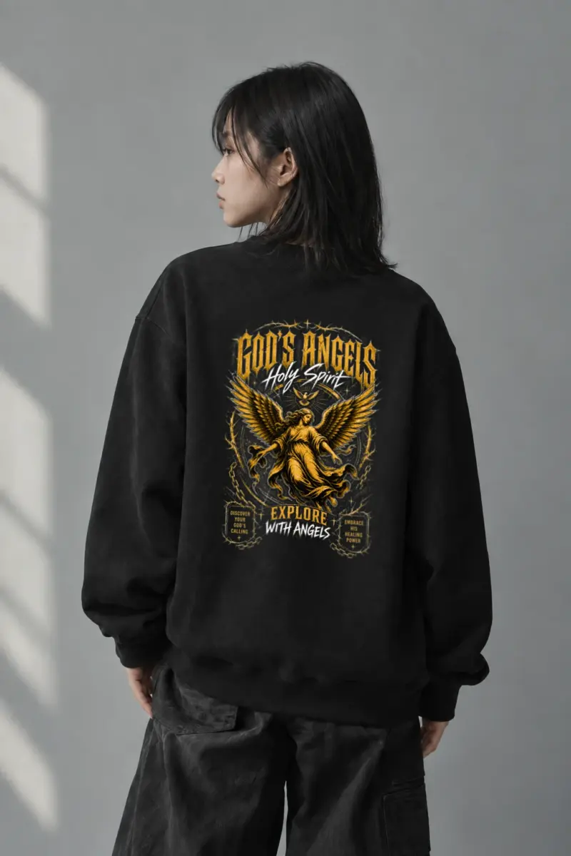 "God's Angels" Unisex Sponge Fleece Crewneck Sweatshirt | Bella + Canvas 3901
