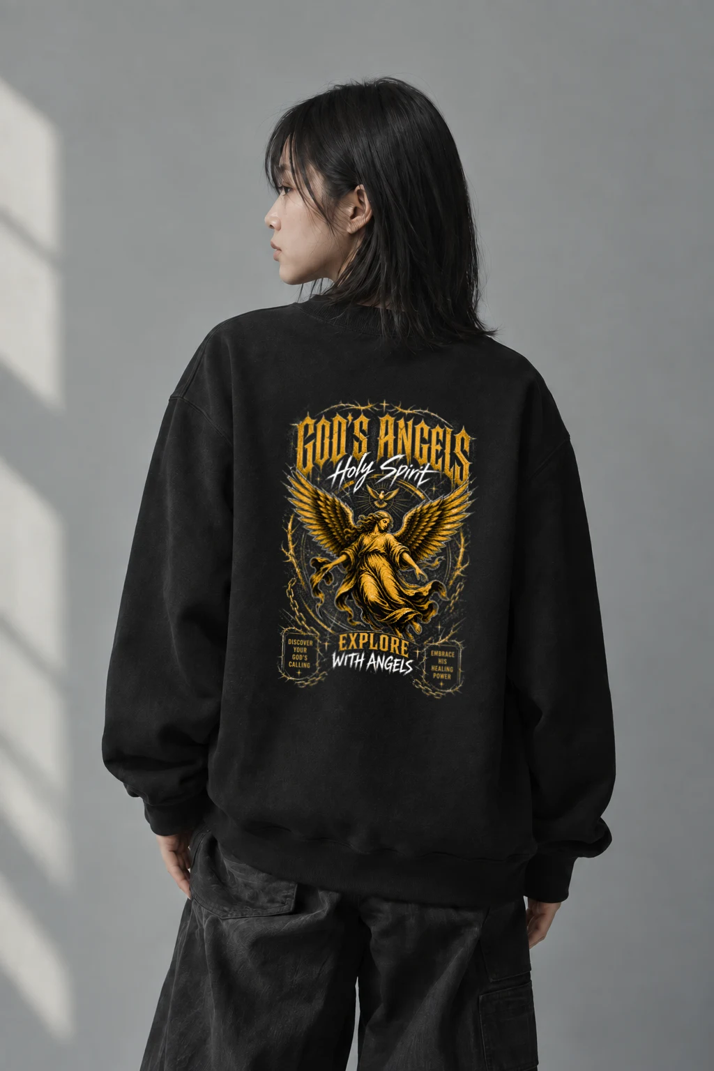 "God's Angels" Unisex Sponge Fleece Crewneck Sweatshirt | Bella + Canvas 3901
