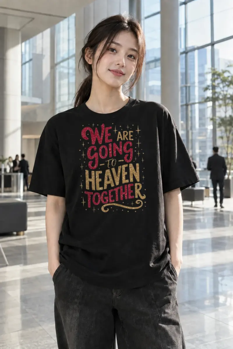 "Going To Heaven Together" Heavyweight Unisex Crewneck T-shirt | Gildan 5000