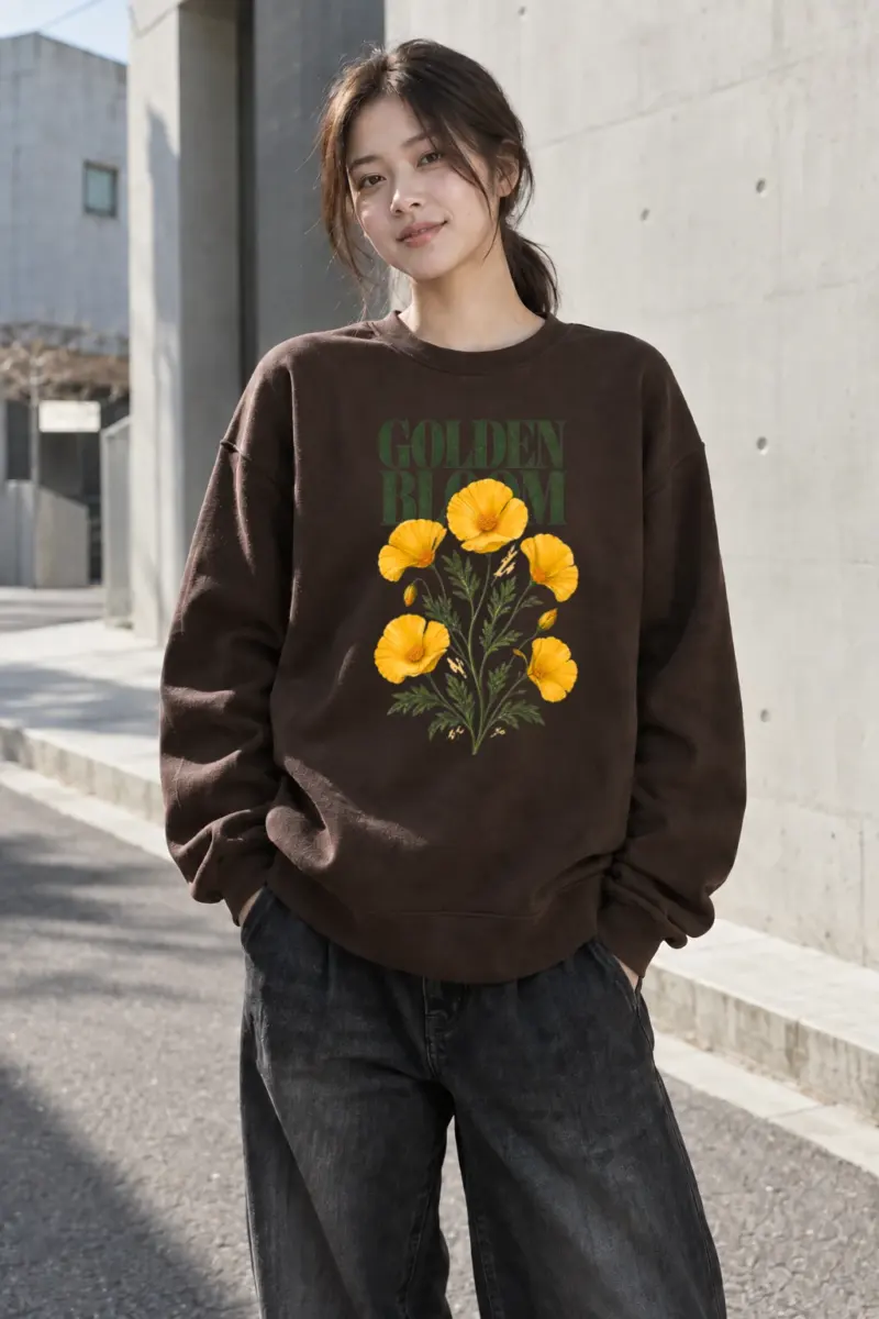 "Golden Bloom" Heavy Blend Unisex Crewneck Sweatshirt | Gildan 18000
