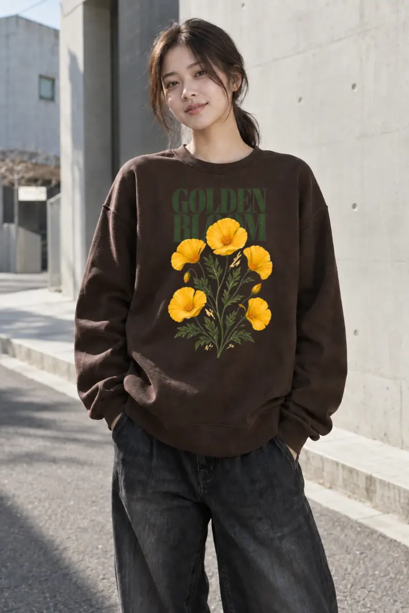 "Golden Bloom" Heavy Blend Unisex Crewneck Sweatshirt | Gildan 18000