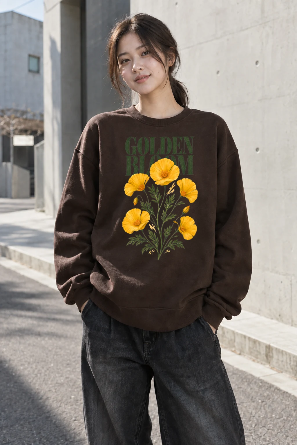 "Golden Bloom" Heavy Blend Unisex Crewneck Sweatshirt | Gildan 18000