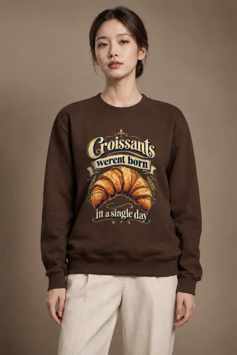 "Golden Croissant" Heavy Blend Unisex Crewneck Sweatshirt | Gildan 18000
