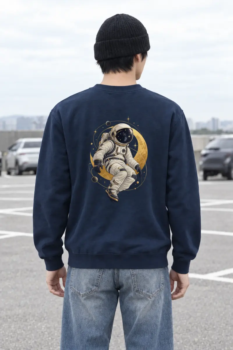"Golden Moon Astronaut" Heavy Blend Unisex Crewneck Sweatshirt