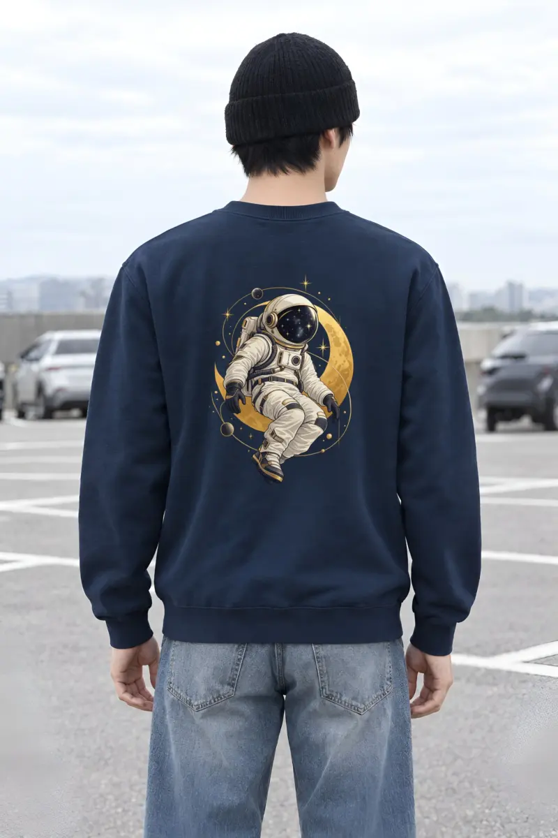 "Golden Moon Astronaut" Heavy Blend Unisex Crewneck Sweatshirt