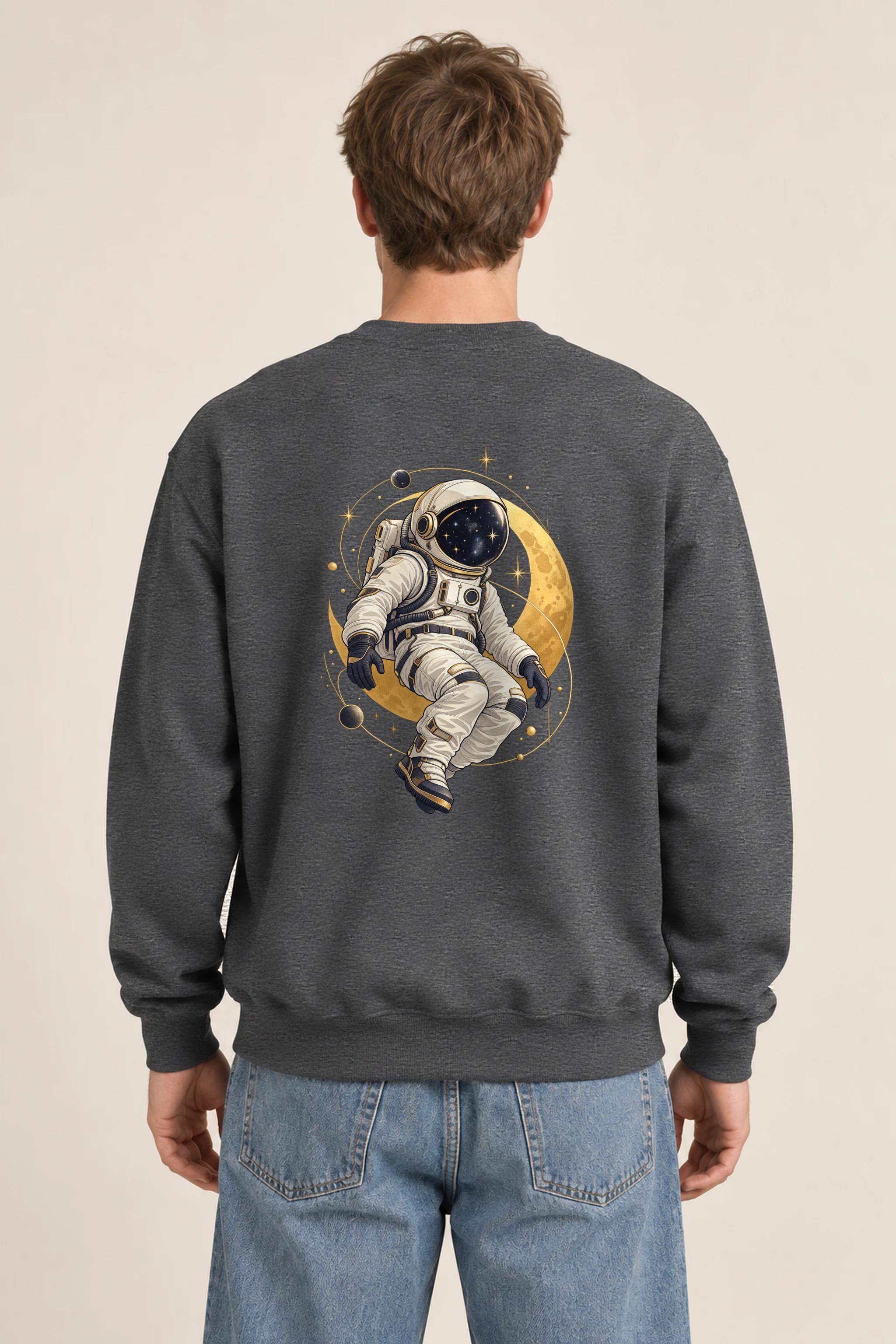 "Golden Moon Astronaut" 1 Crewneck Sweatshirt