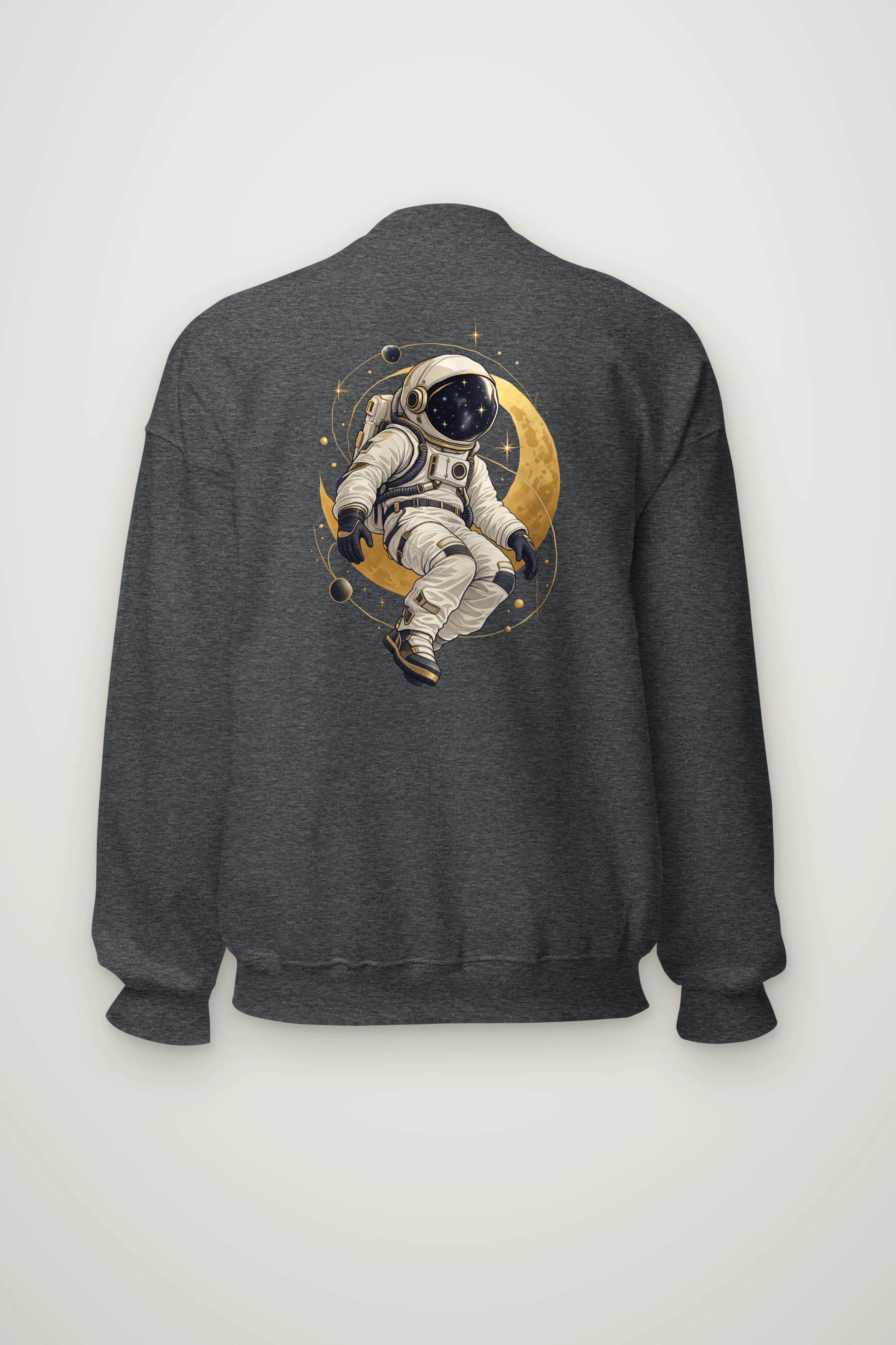 "Golden Moon Astronaut" Heavy Blend Unisex Crewneck Sweatshirt