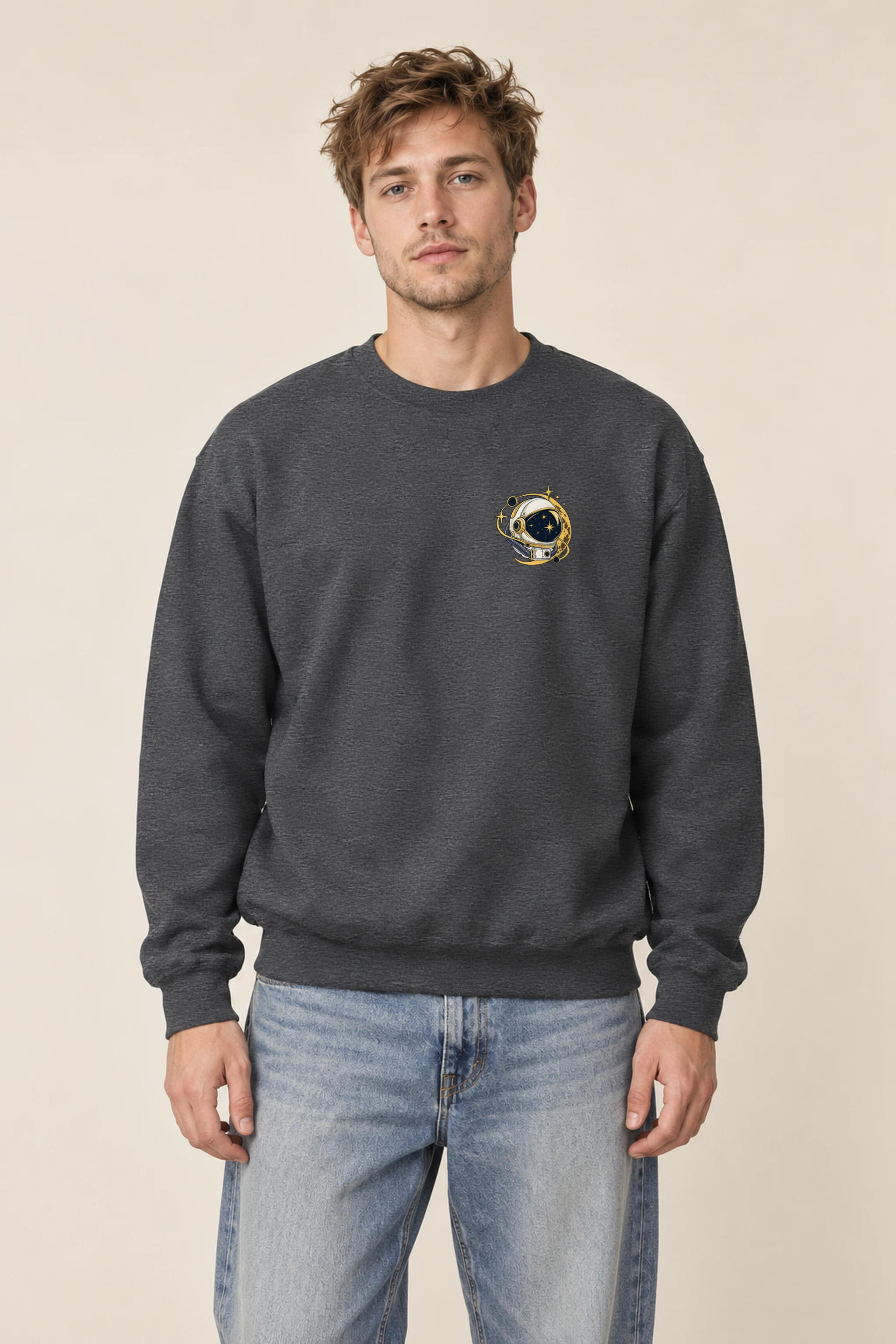 "Golden Moon Astronaut" 1 Crewneck Sweatshirt