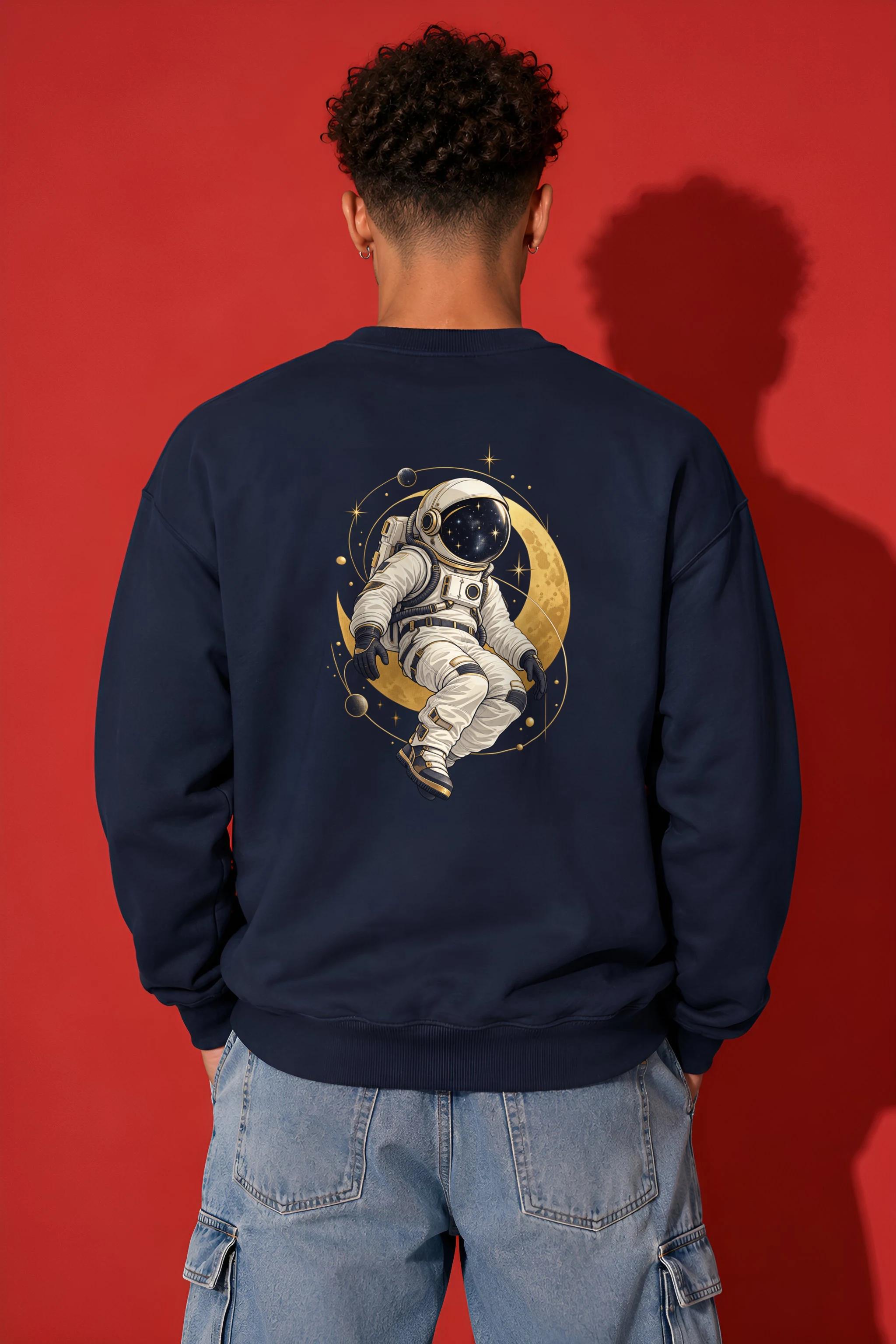 "Golden Moon Astronaut" 1 Crewneck Sweatshirt