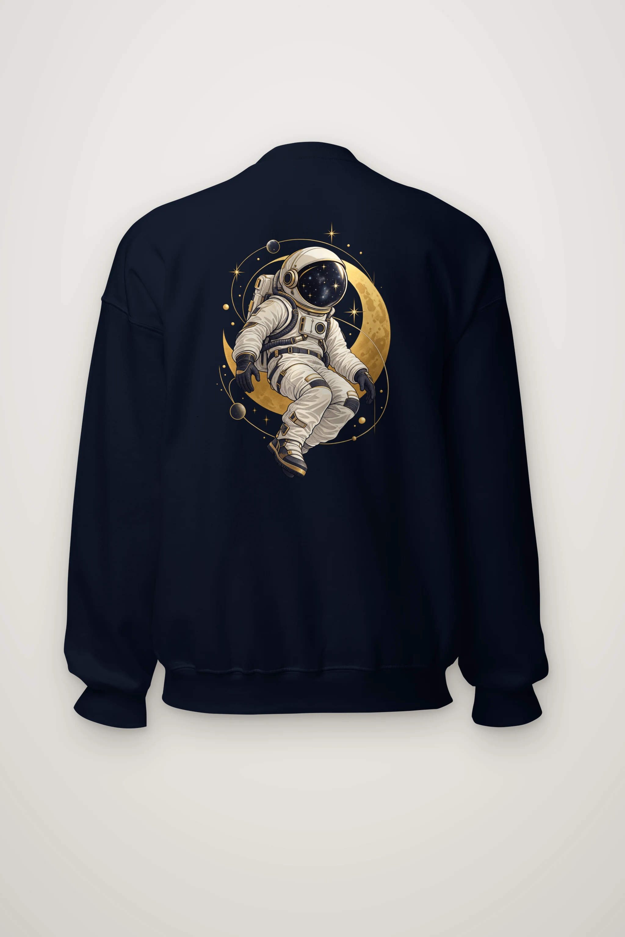 "Golden Moon Astronaut" Heavy Blend Unisex Crewneck Sweatshirt