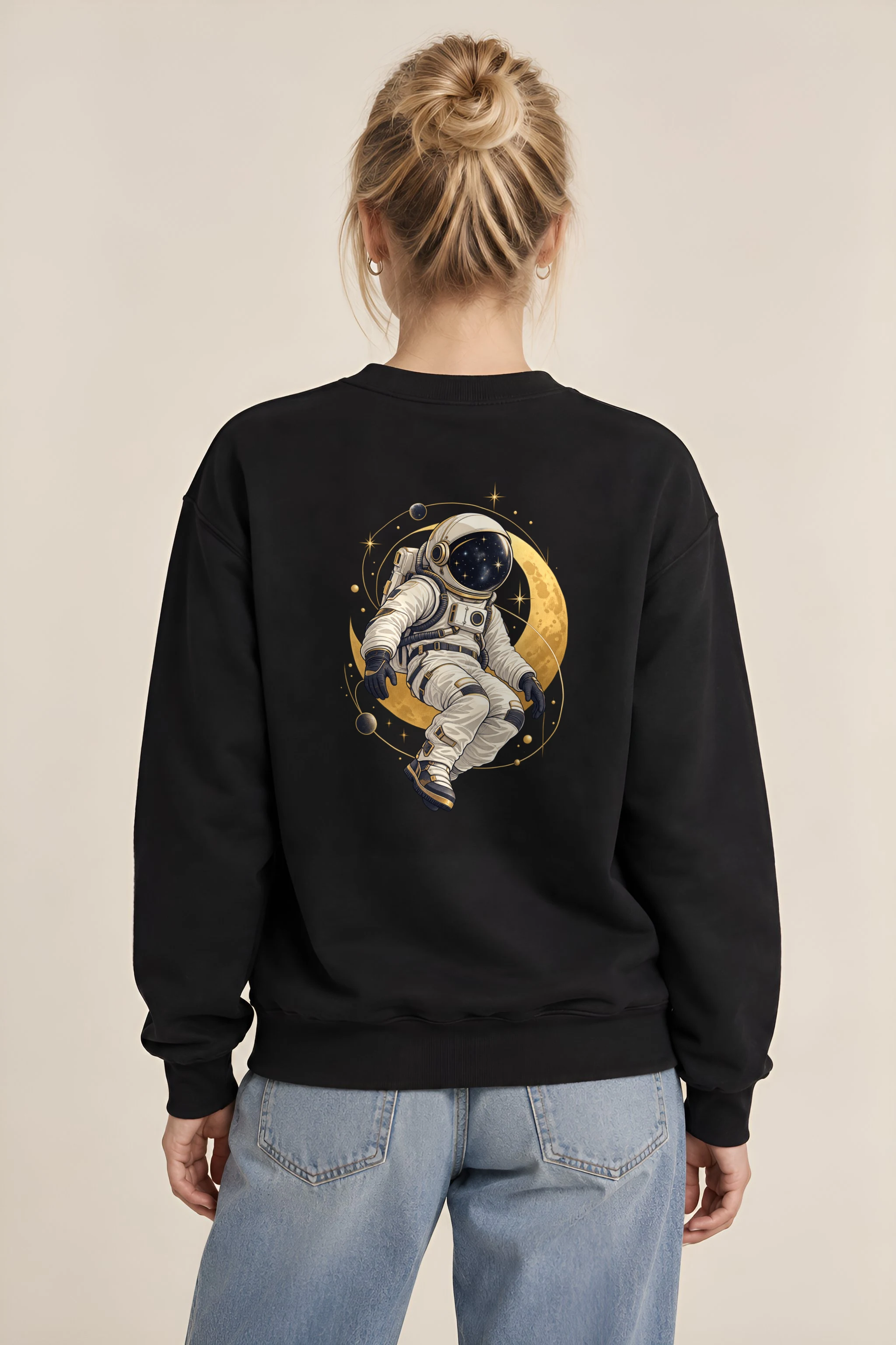 "Golden Moon Astronaut" 1 Crewneck Sweatshirt