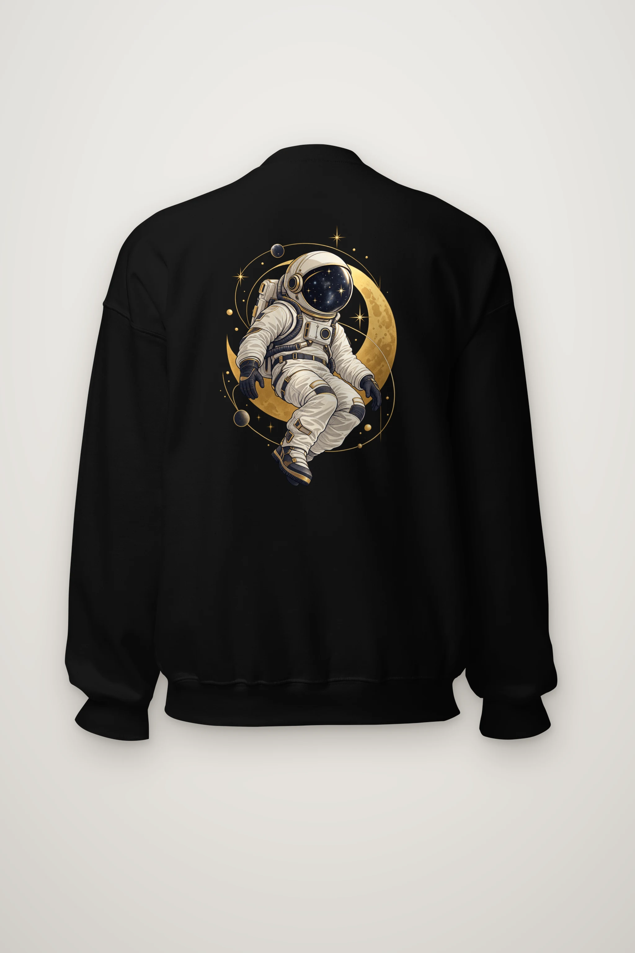 "Golden Moon Astronaut" Heavy Blend Unisex Crewneck Sweatshirt