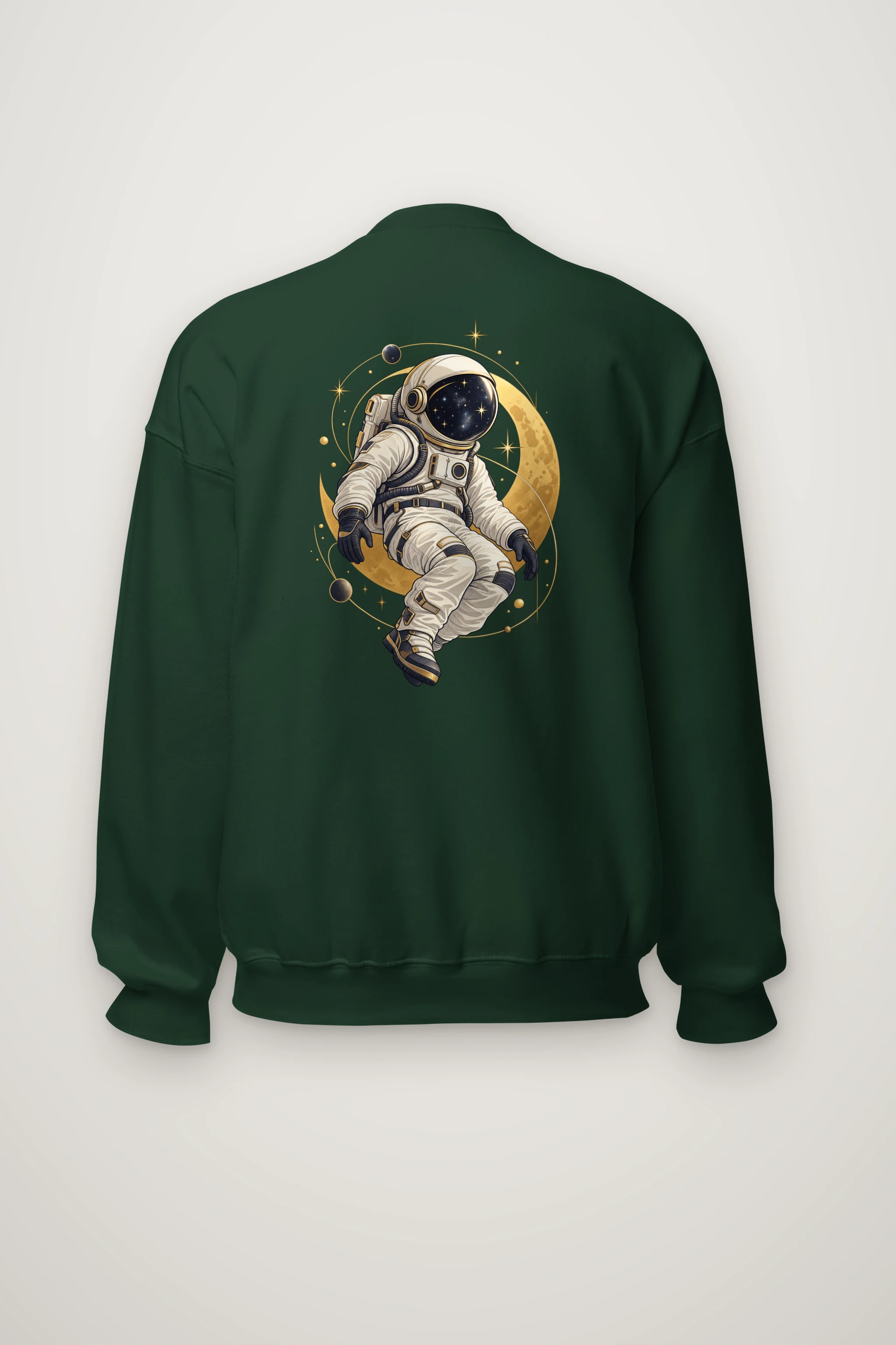 "Golden Moon Astronaut" Heavy Blend Unisex Crewneck Sweatshirt