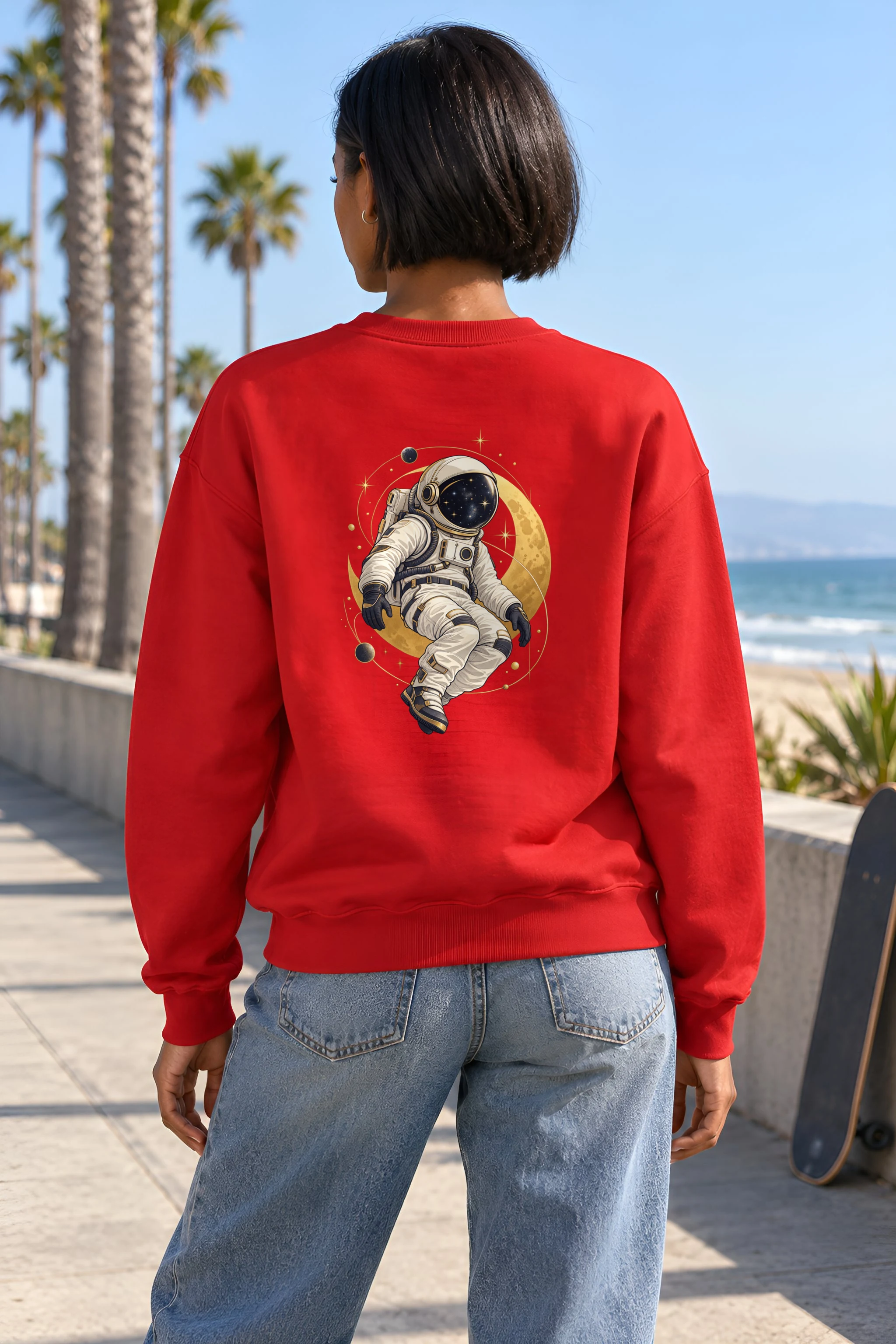 "Golden Moon Astronaut" 1 Crewneck Sweatshirt