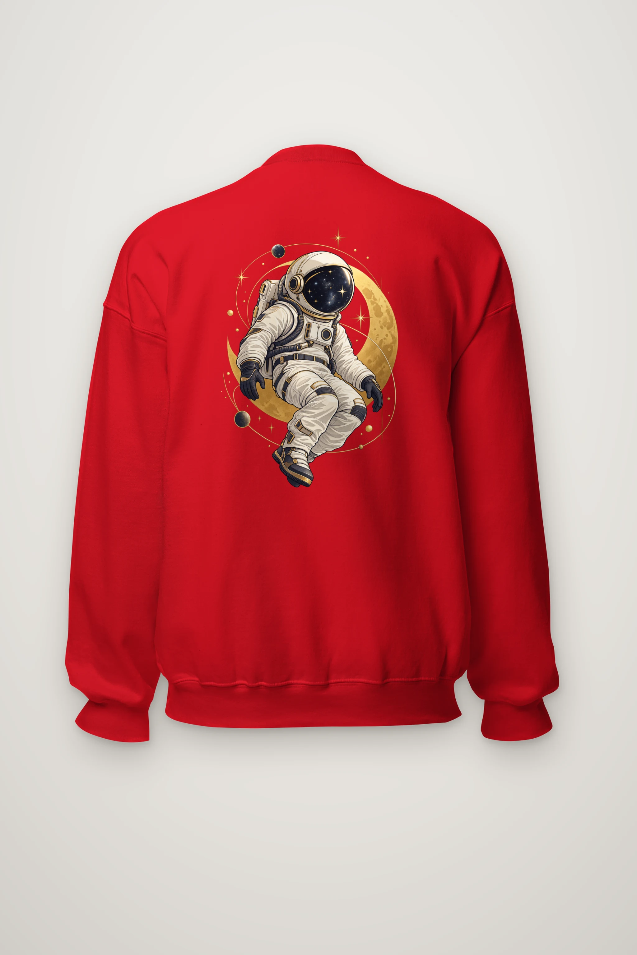 "Golden Moon Astronaut" Heavy Blend Unisex Crewneck Sweatshirt