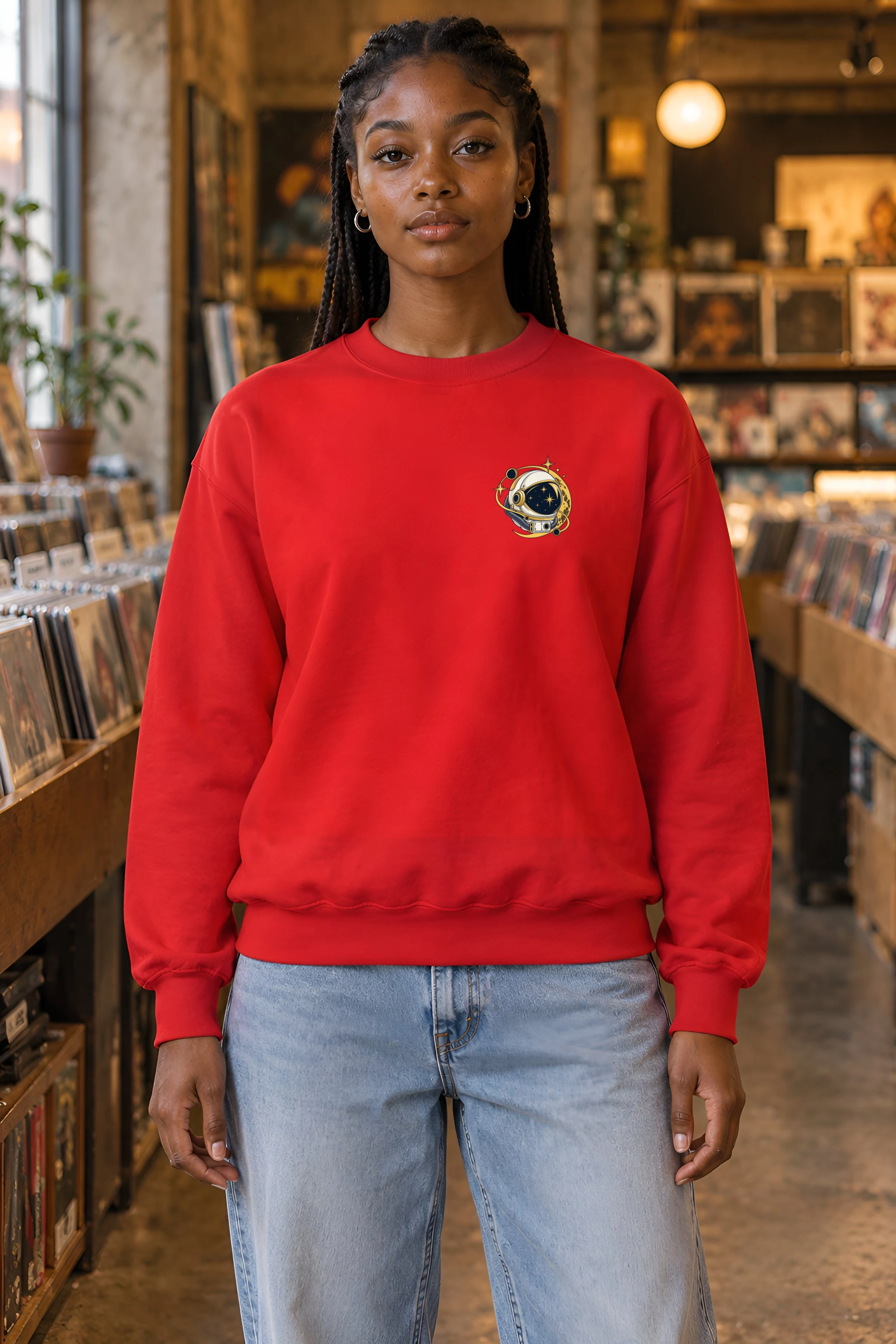 "Golden Moon Astronaut" 1 Crewneck Sweatshirt
