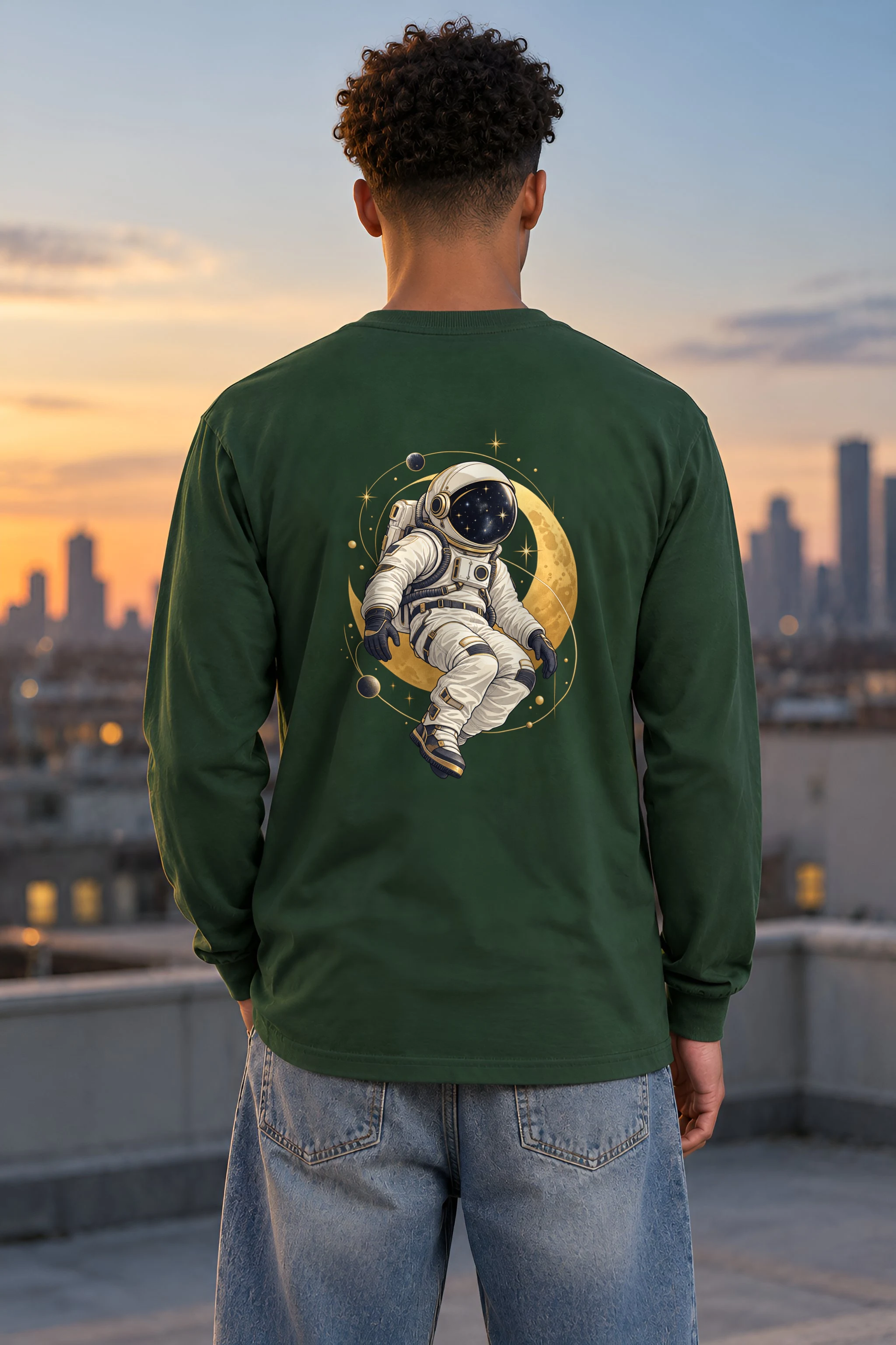 "Golden Moon Drifter" Unisex Longsleeve T-shirt