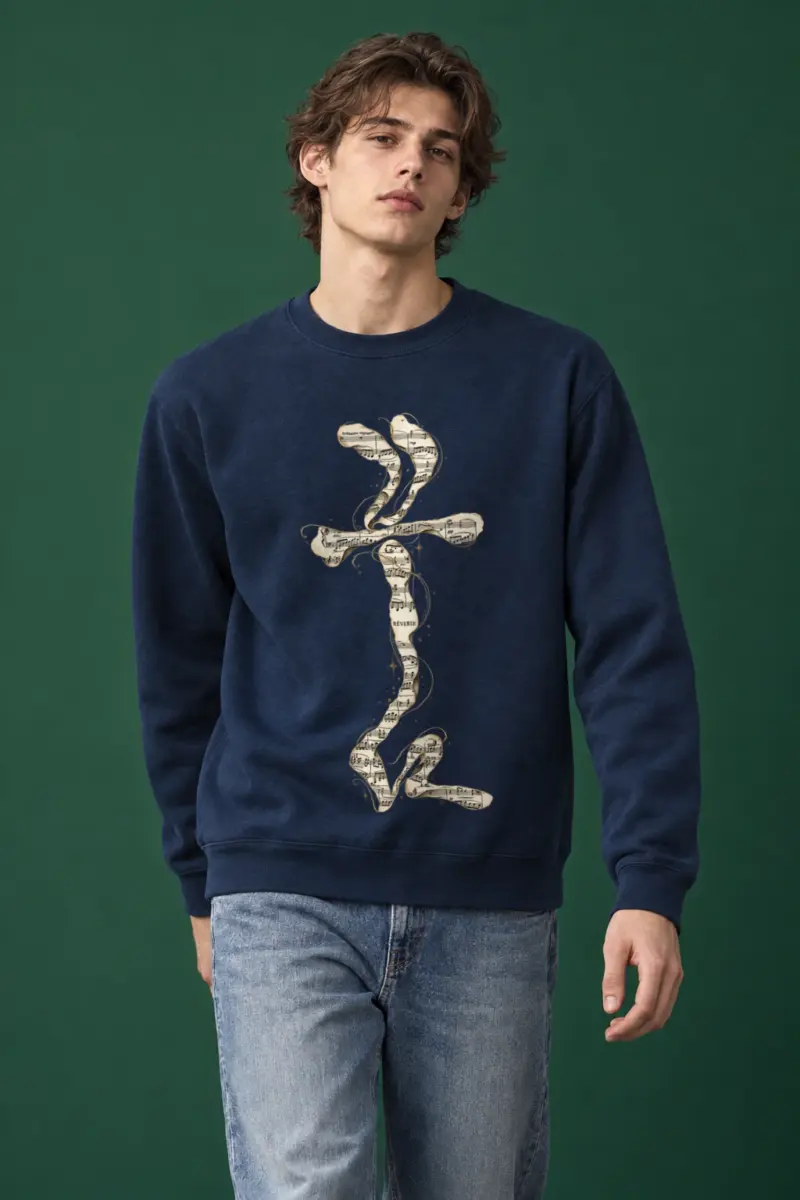 "Golden Music Cross" Heavy Blend Unisex Crewneck Sweatshirt