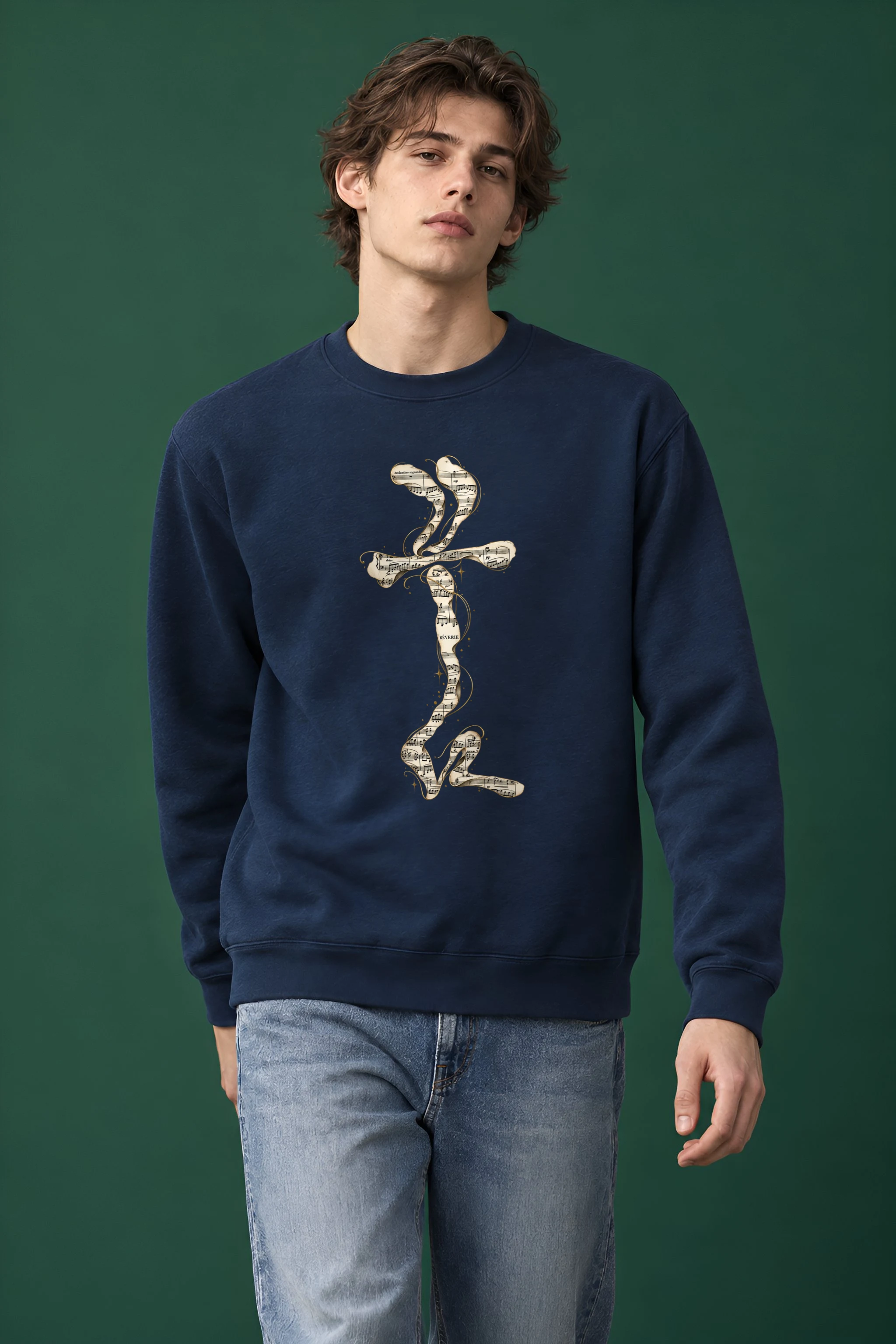 "Golden Music Cross" Heavy Blend Unisex Crewneck Sweatshirt