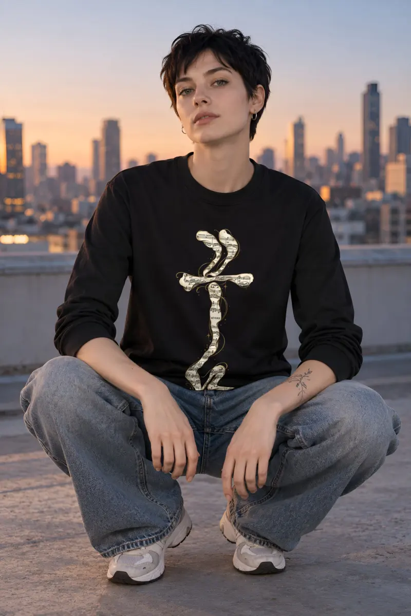 "Golden Music Cross" Unisex Longsleeve T-shirt