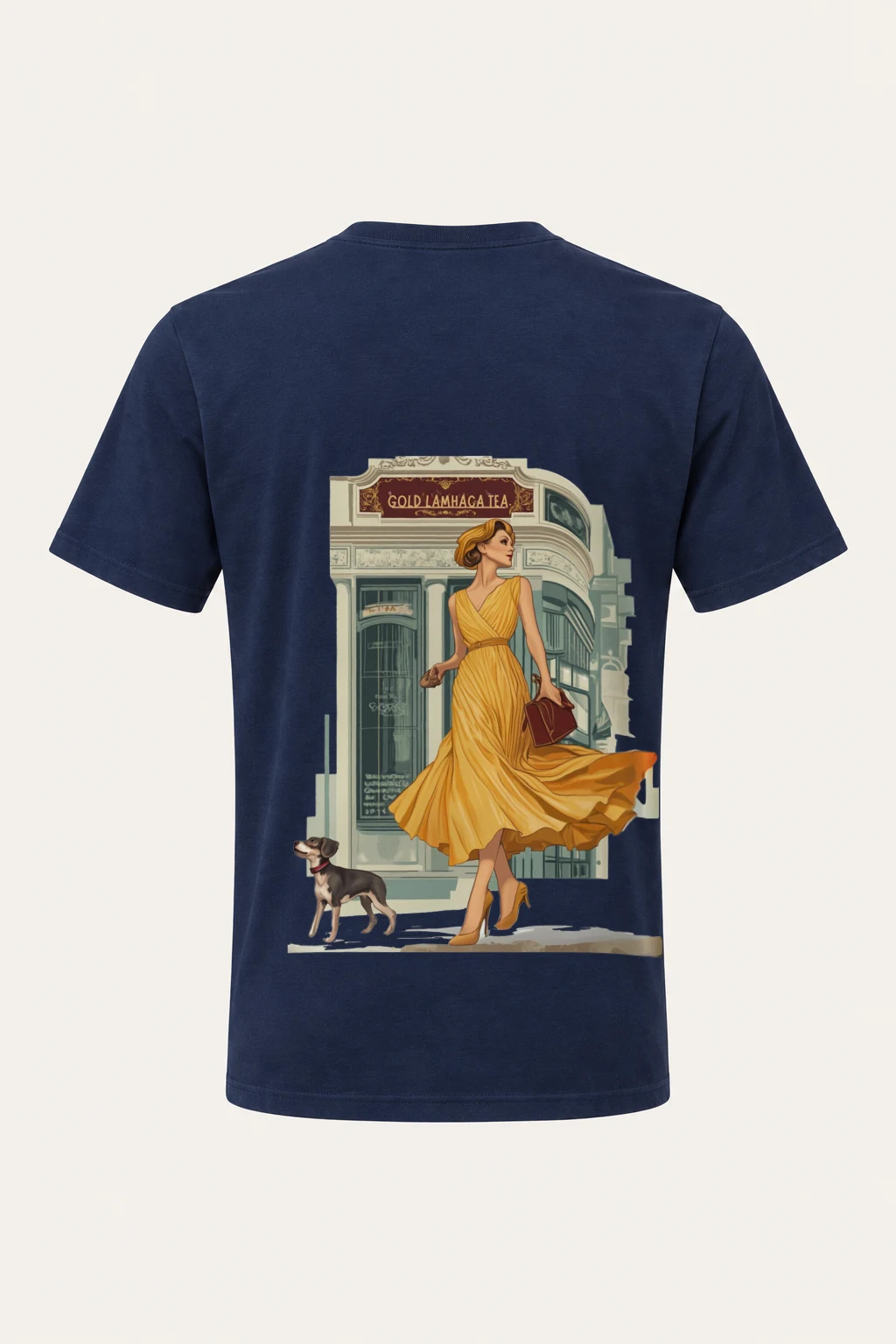 "Golden Tea Stroll" Heavyweight Unisex Crewneck T-shirt | Gildan 5000
