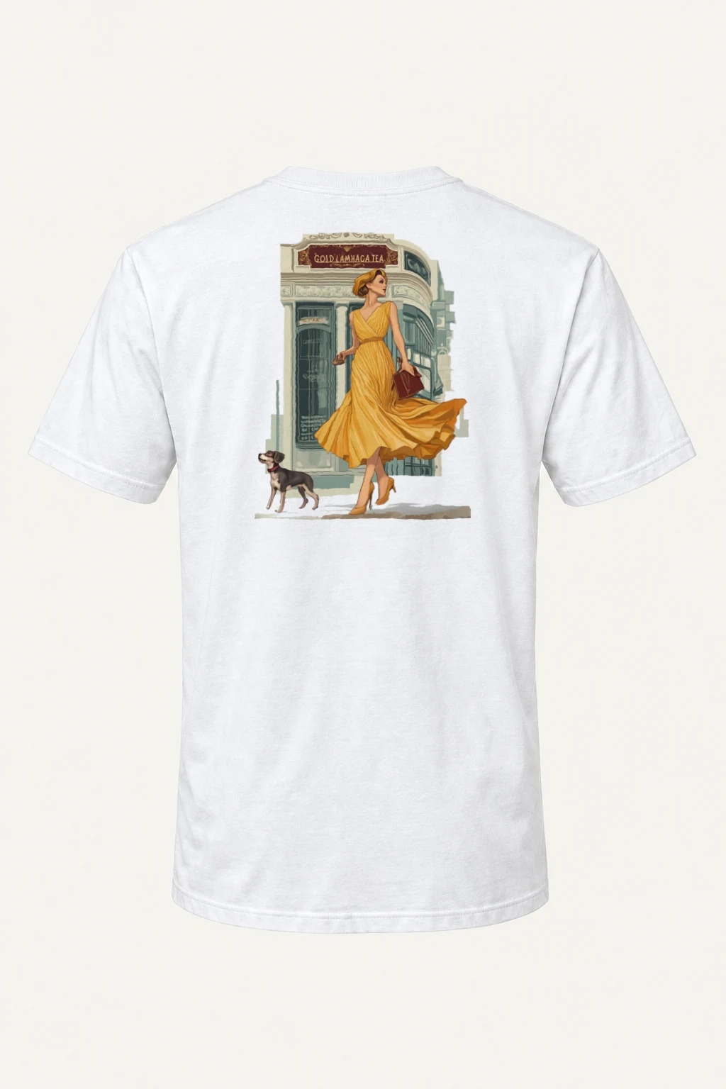 "Golden Tea Stroll" Heavyweight Unisex Crewneck T-shirt | Gildan 5000