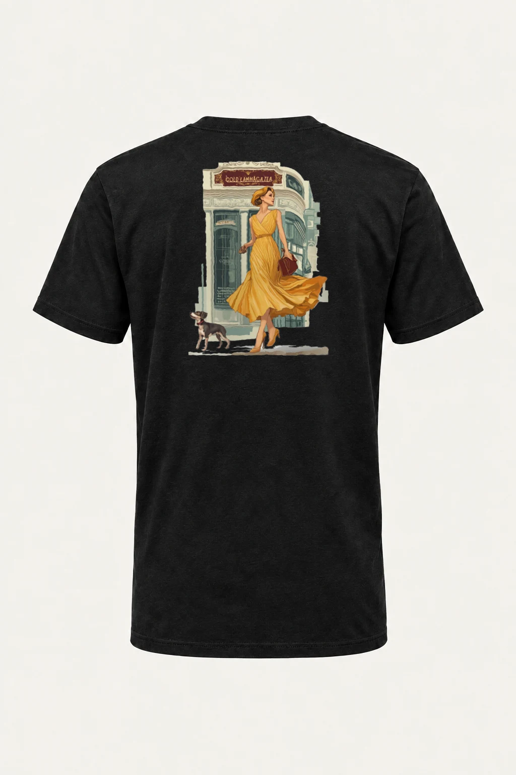 "Golden Tea Stroll" Heavyweight Unisex Crewneck T-shirt | Gildan 5000