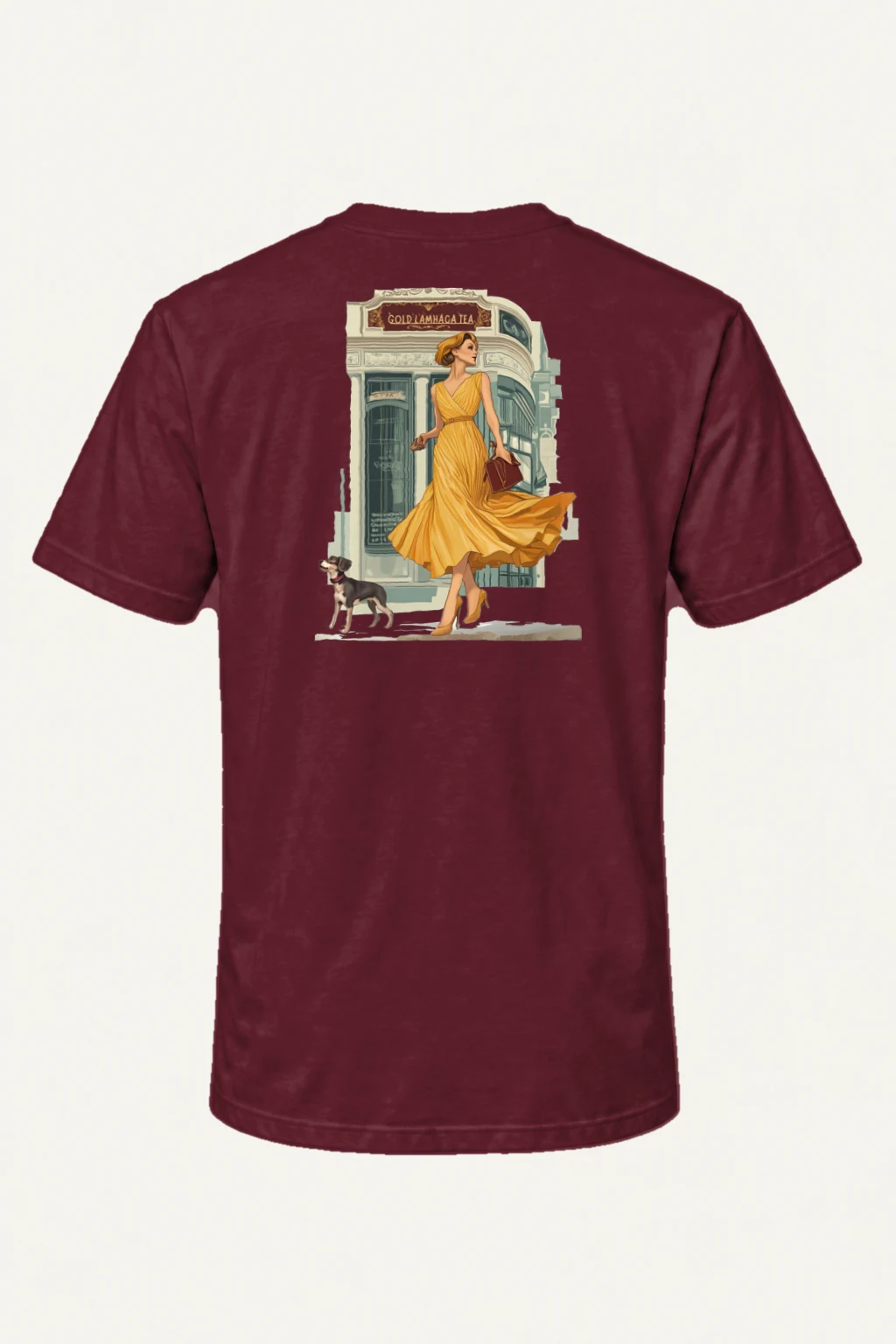 "Golden Tea Stroll" Heavyweight Unisex Crewneck T-shirt | Gildan 5000