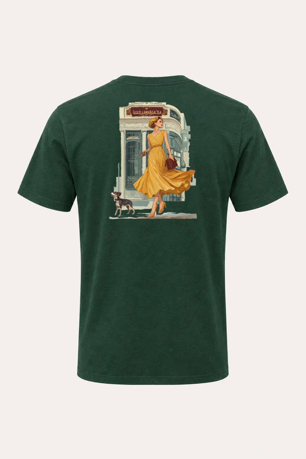 "Golden Tea Stroll" Heavyweight Unisex Crewneck T-shirt | Gildan 5000