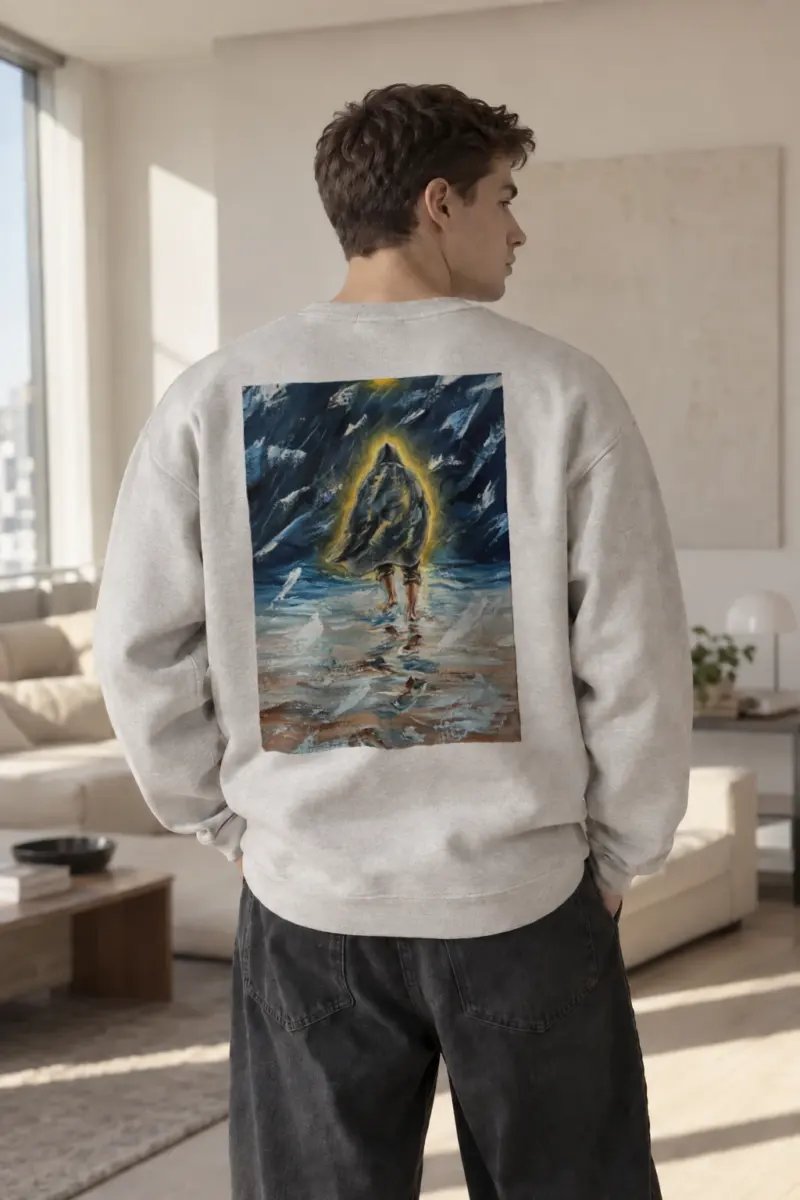“Golden Tide Walker” Heavy Blend Unisex Crewneck Sweatshirt | Gildan 18000