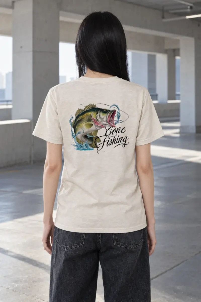 "Gone Fishing Bass" Heavyweight Unisex Crewneck T-shirt | Gildan 5000