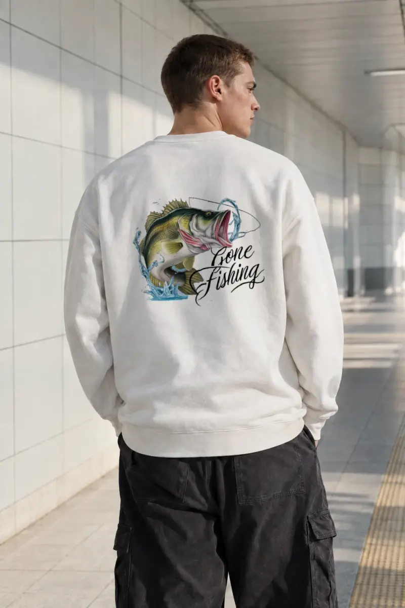 "Gone Fishing" Heavy Blend Unisex Crewneck Sweatshirt | Gildan 18000