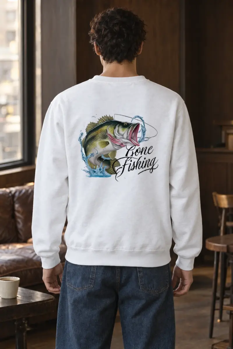 "Gone Fishing" Heavy Blend Unisex Crewneck Sweatshirt | Gildan 18000