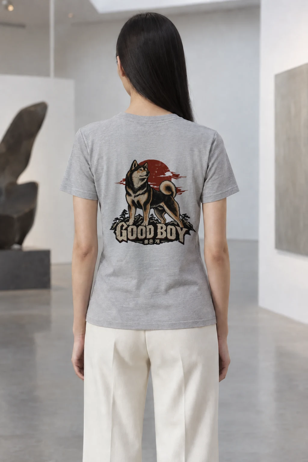 "Good Boy Jindo" Heavyweight Unisex Crewneck T-shirt | Gildan 5000