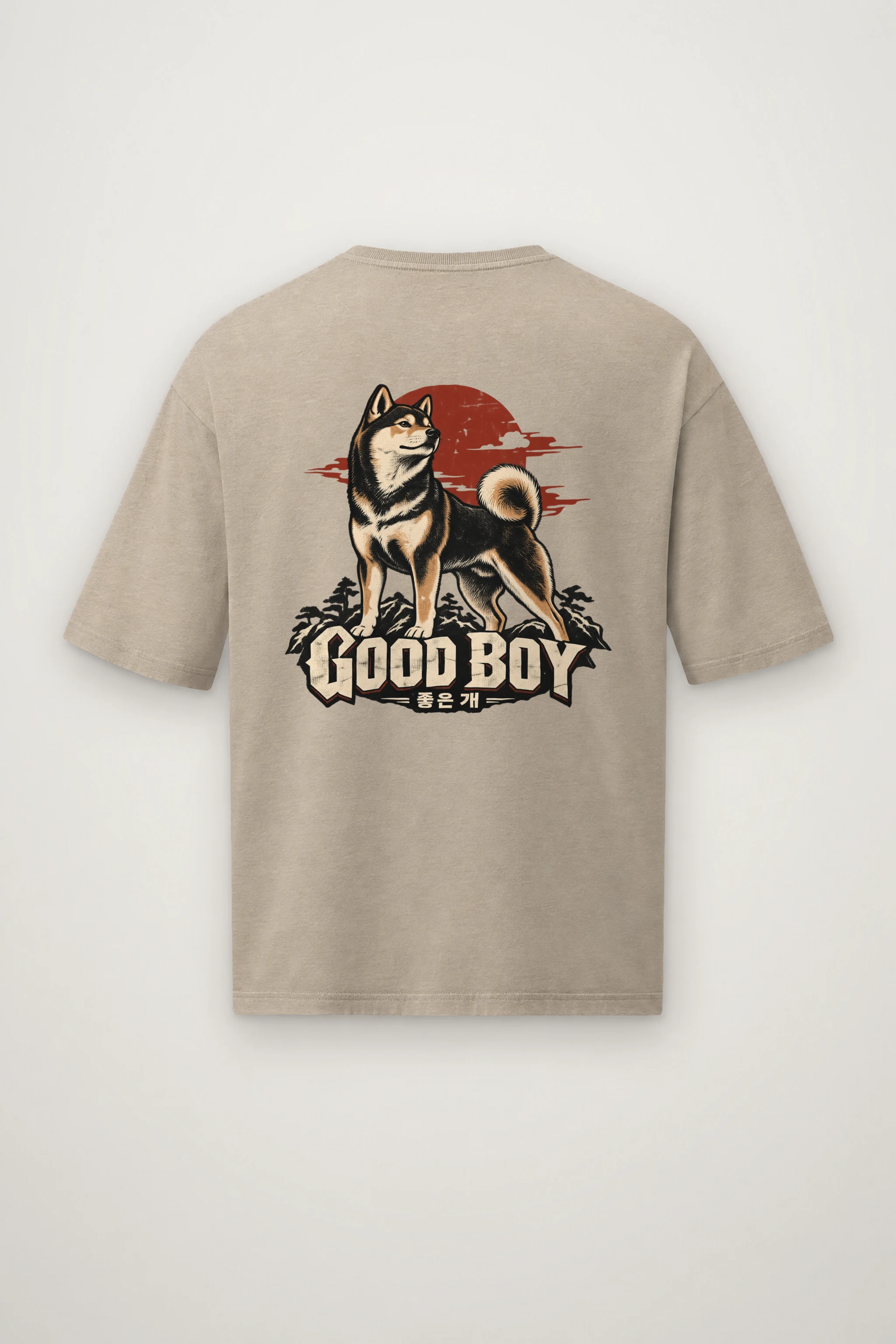 "Good Boy Jindo" Men's Oversized Heavyweight Crewneck T-Shirt