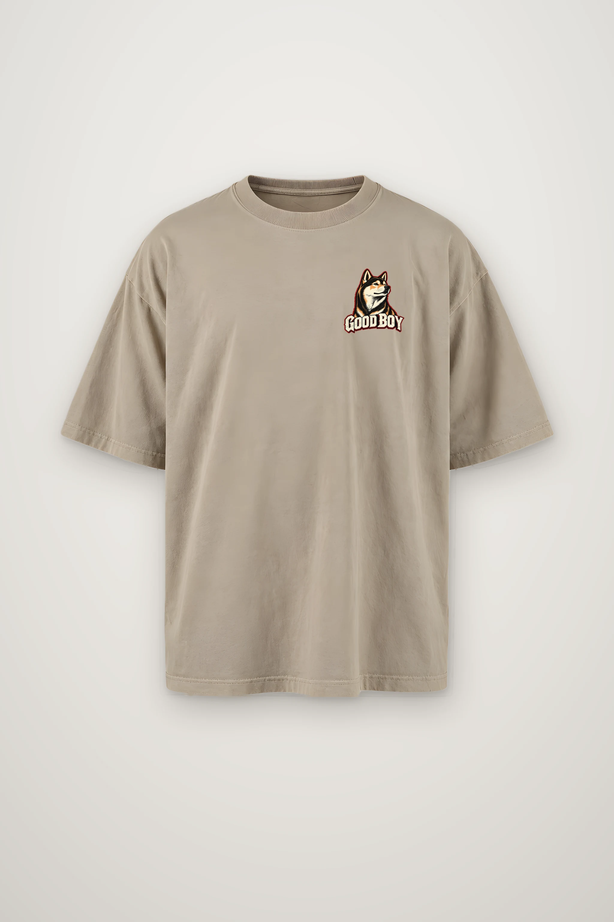 "Good Boy Jindo" Men's Oversized Heavyweight Crewneck T-Shirt
