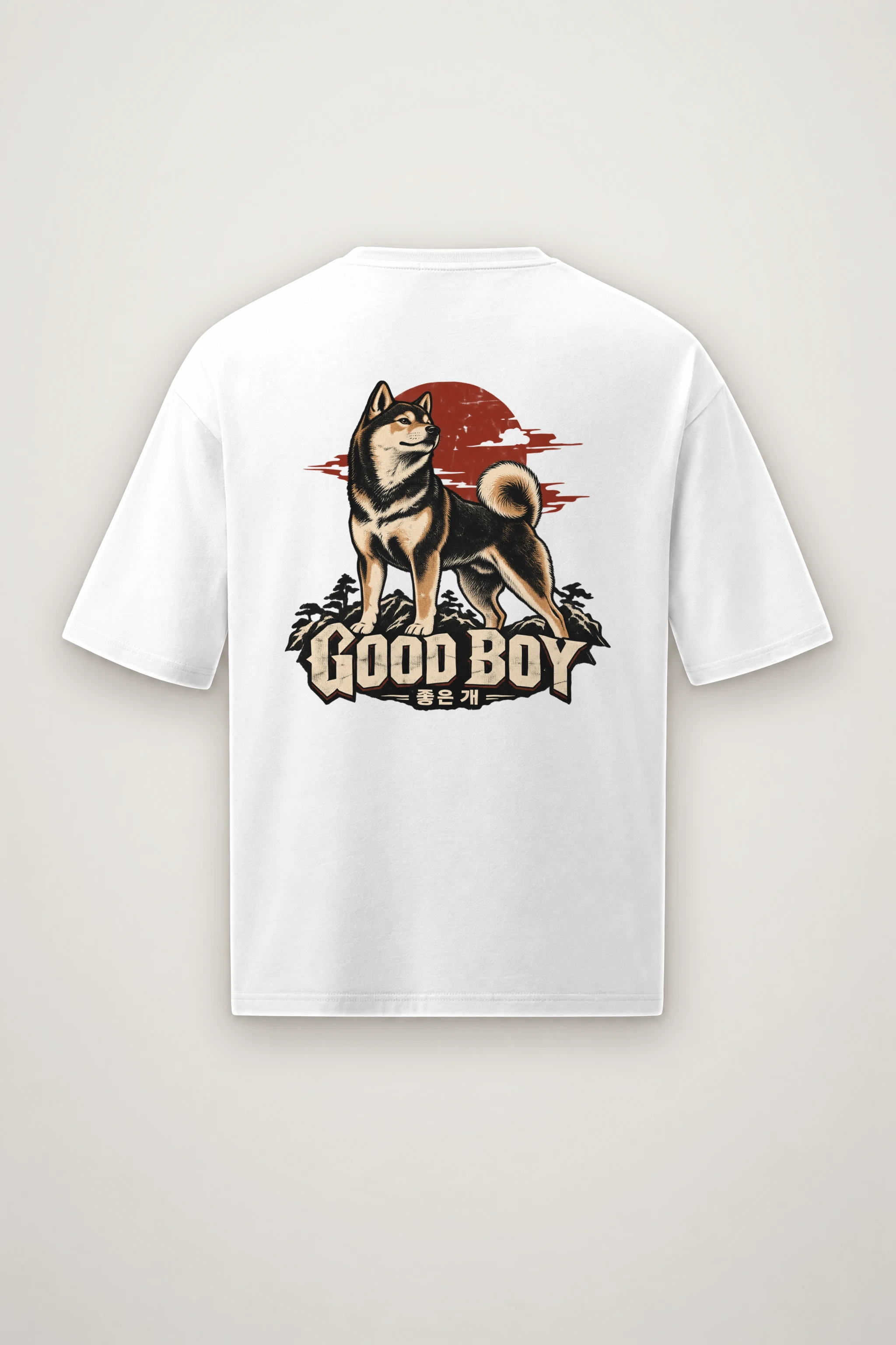 "Good Boy Jindo" Men's Oversized Heavyweight Crewneck T-Shirt