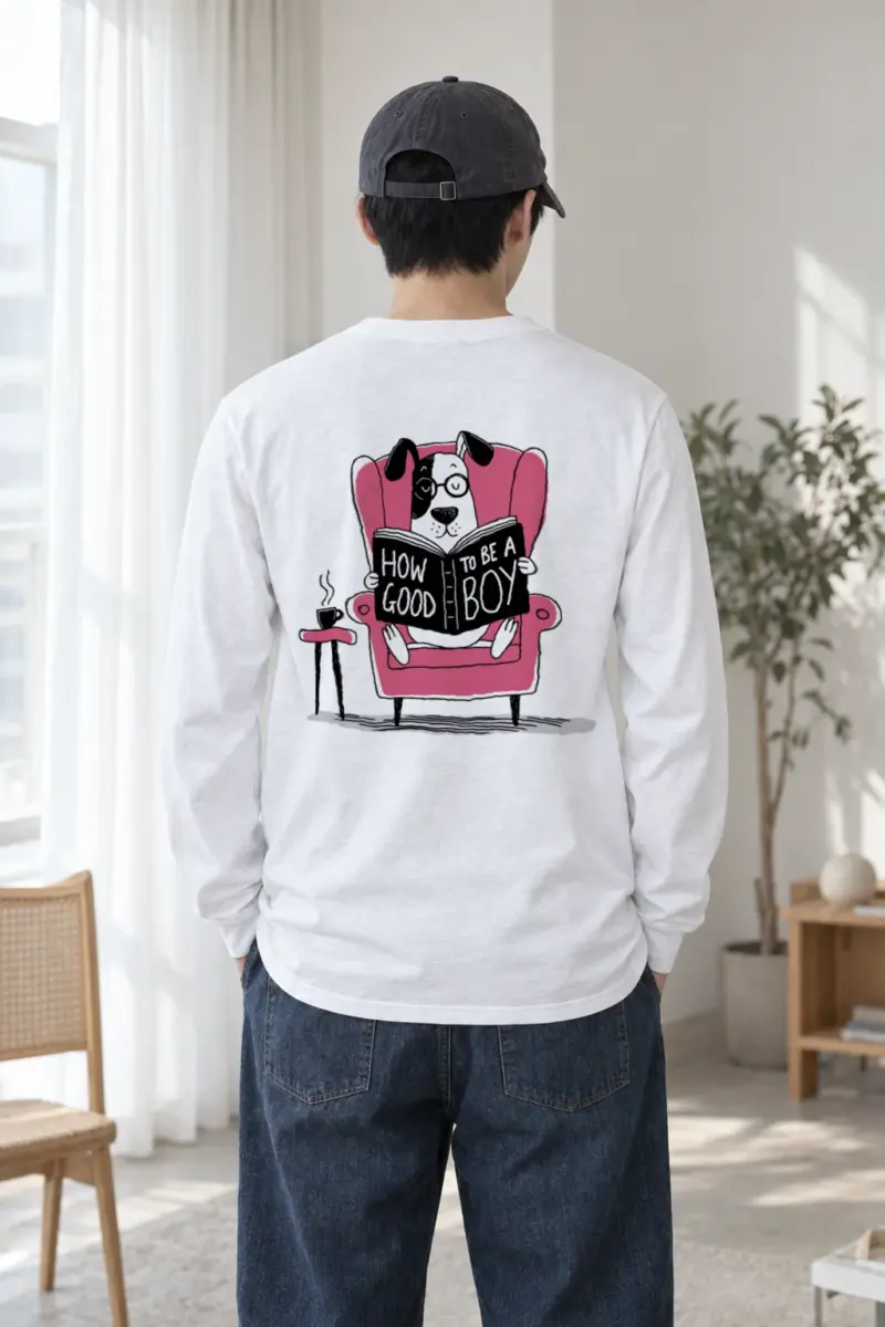 "Good Boy Reading" Unisex Longsleeve T-shirt | Gildan 2400