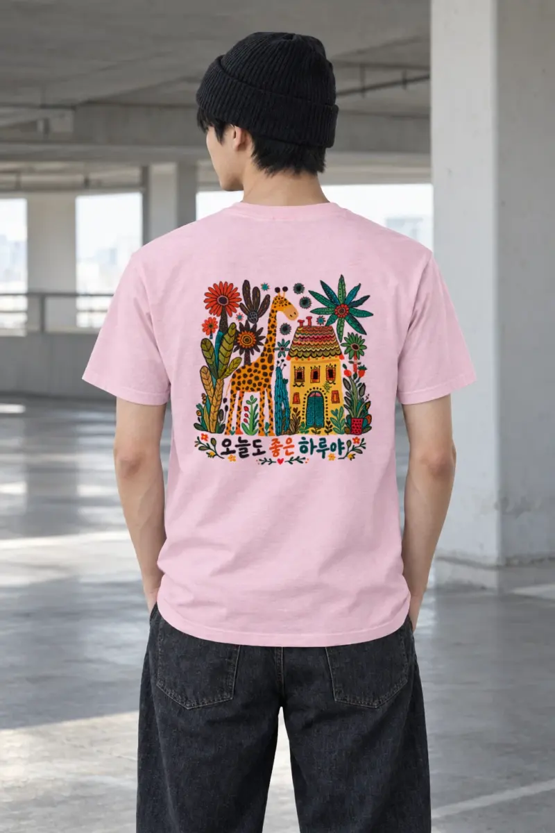 "Good Day Giraffe" Heavyweight Unisex Crewneck T-shirt | Gildan 5000