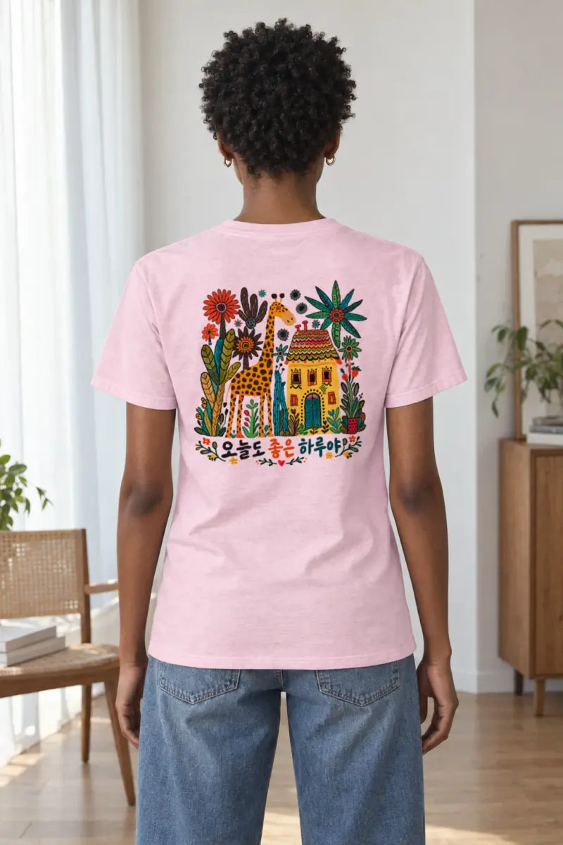 "Good Day Giraffe" Heavyweight Unisex Crewneck T-shirt | Gildan 5000