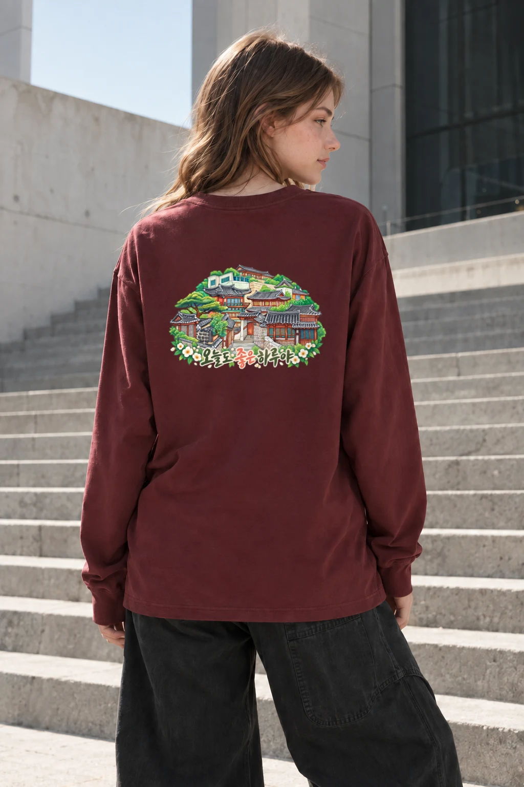 "Good Day Hanok" Unisex Longsleeve T-shirt | Gildan 2400