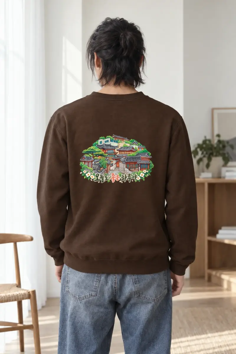 "Good Day Hanok Village" Heavy Blend Unisex Crewneck Sweatshirt