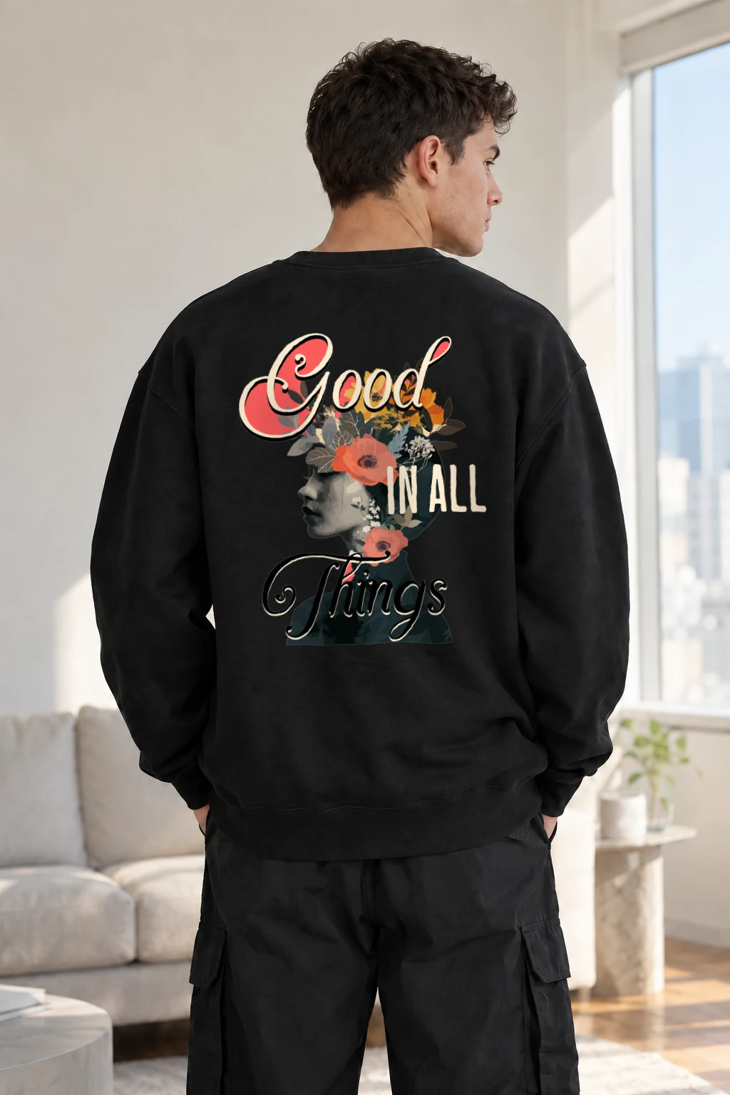 "Good In All Things" Heavy Blend Unisex Crewneck Sweatshirt | Gildan 18000