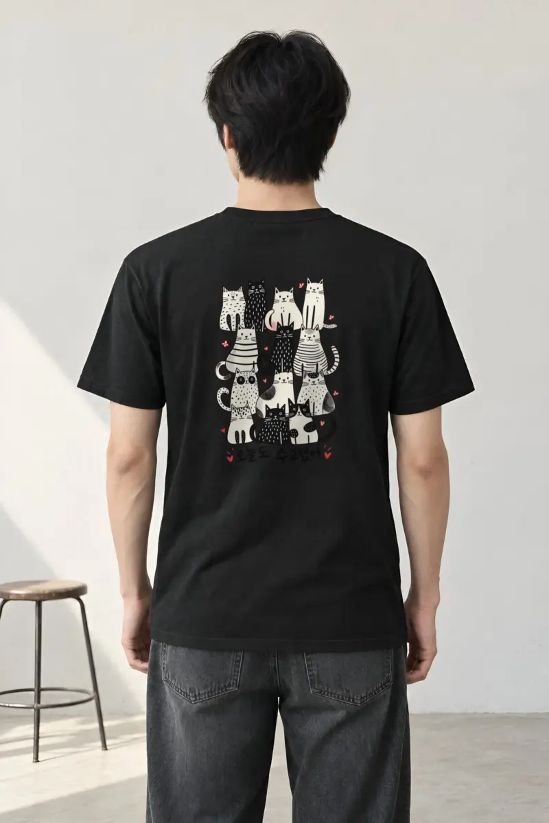 "Good Job Cat Stack" Heavyweight Unisex Crewneck T-shirt