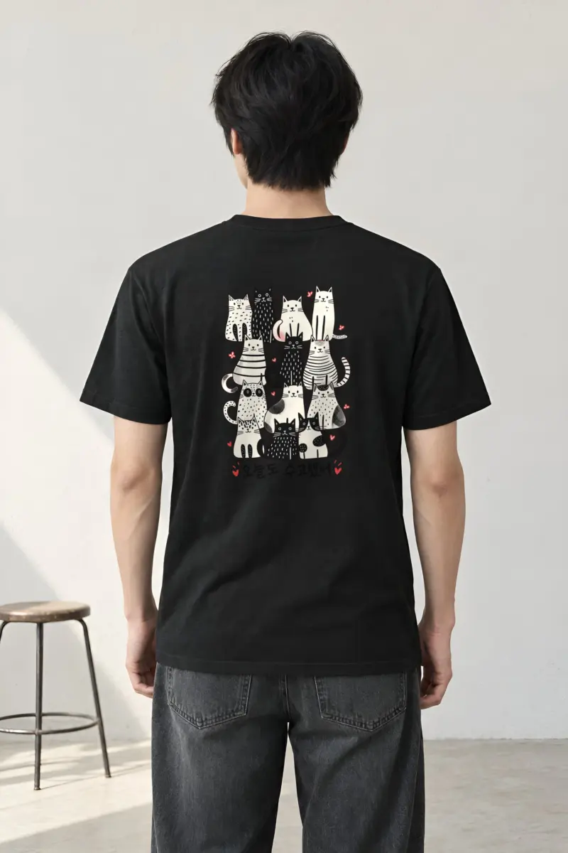 "Good Job Cat Stack" Heavyweight Unisex Crewneck T-shirt