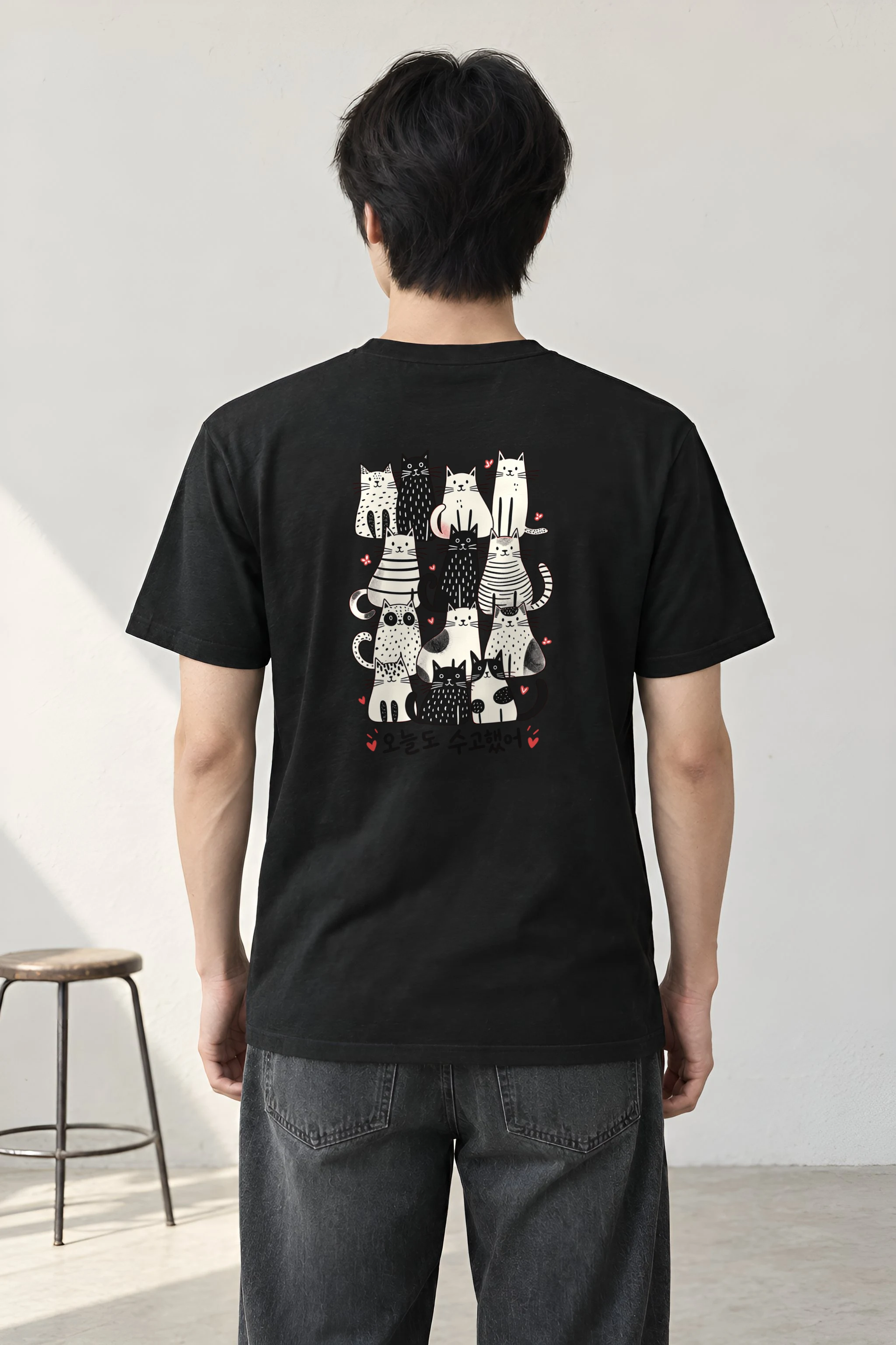 "Good Job Cat Stack" Heavyweight Unisex Crewneck T-shirt