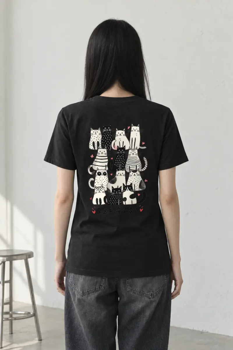 "Good Job Cat Stack" Heavyweight Unisex Crewneck T-shirt