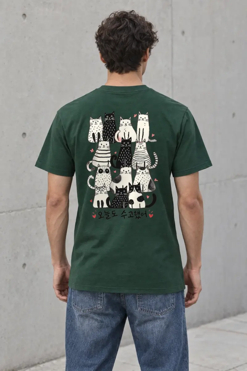 "Good Job Cat Stack" Heavyweight Unisex Crewneck T-shirt | Gildan 5000