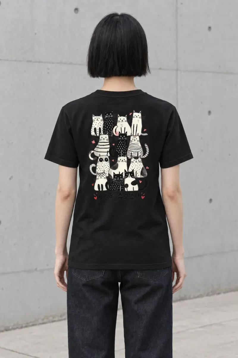 "Good Job Cat Stack" Heavyweight Unisex Crewneck T-shirt | Gildan 5000