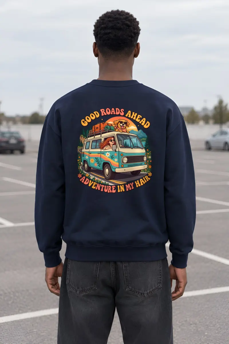 "Good Roads Ahead" Heavy Blend Unisex Crewneck Sweatshirt